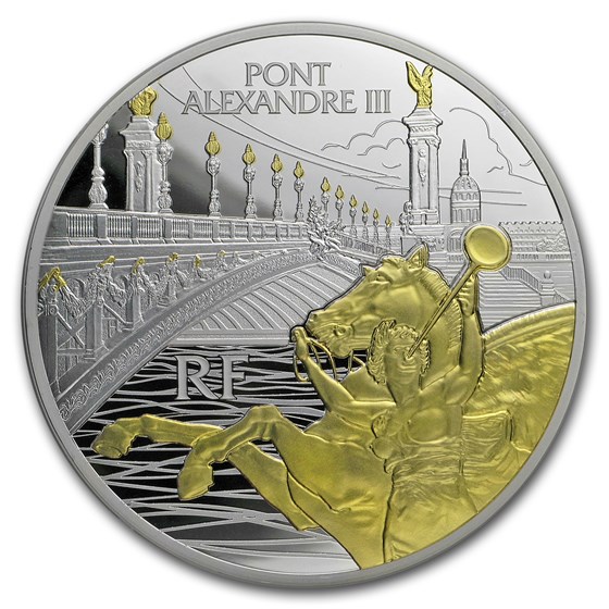 2018 France 5 oz Silver Treasures of Paris Alexander III Bridge 2018 France 5 oz Silver Treasures of Paris Alexander III Bridge